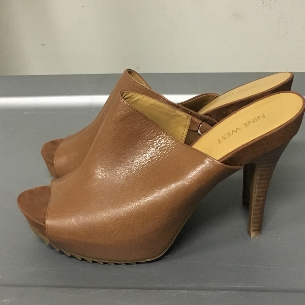 Nine West Camel Color High Heeled Slides. - image 1